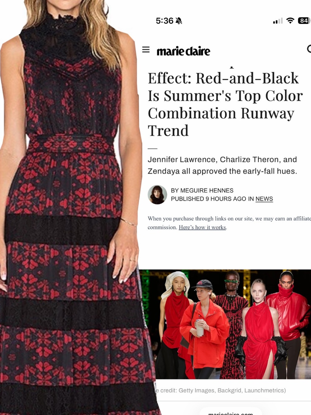 Alice + Olivia Black and red Maxi Dress